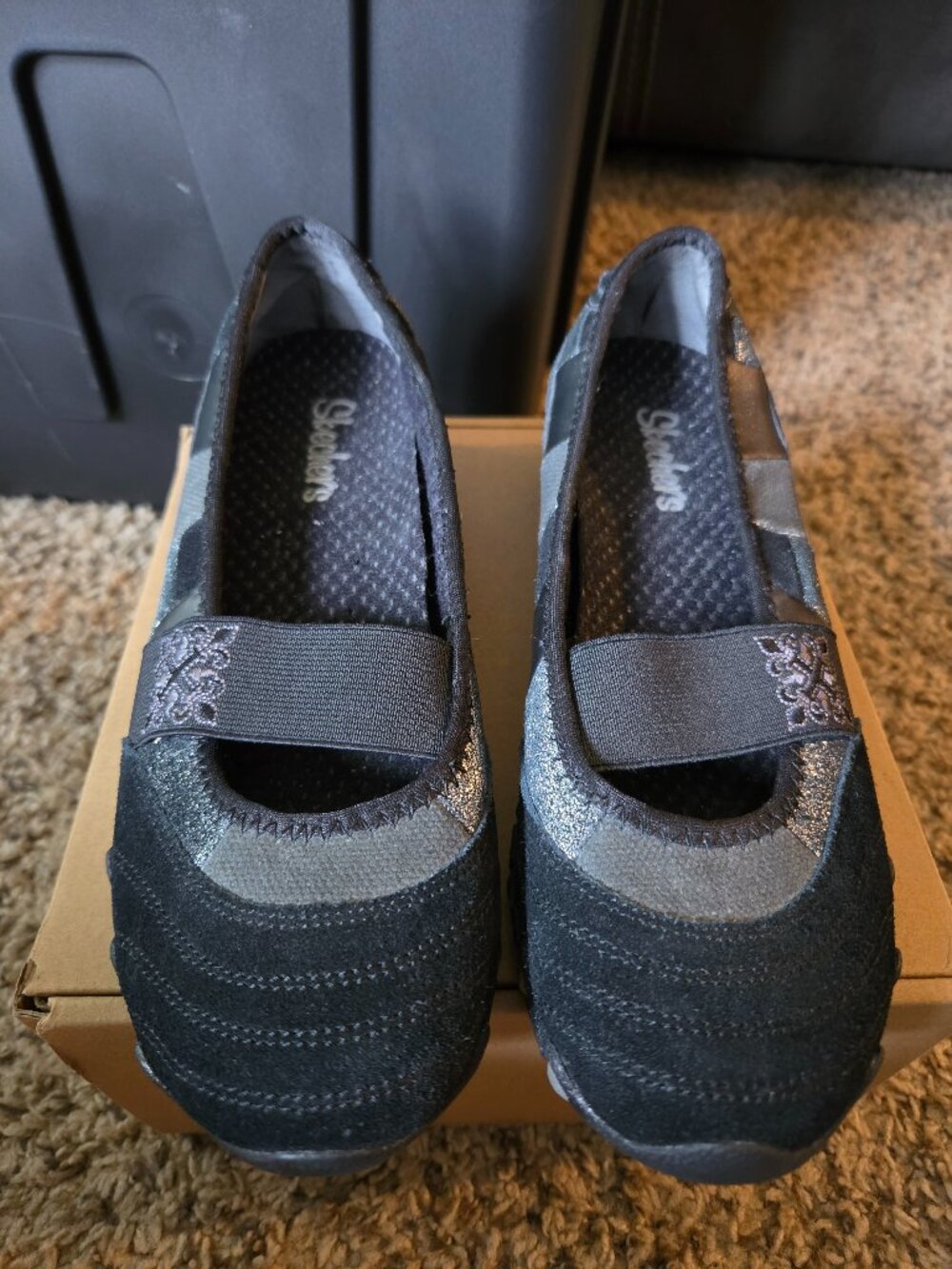 Skechers Black Sparkle Mary Jane Flats Womens 7